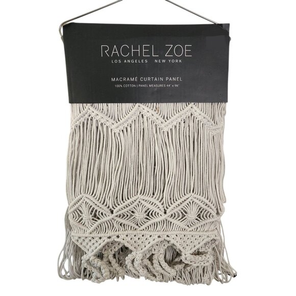 Rachel Zoe Macrame Window Curtain Panel Rope Natural 44" x 96" NWT - Picture 1 of 6